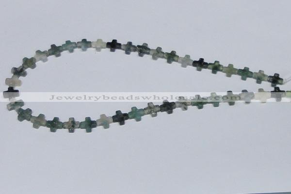 CAB415 15.5 inches 10*10mm cross moss agate gemstone beads