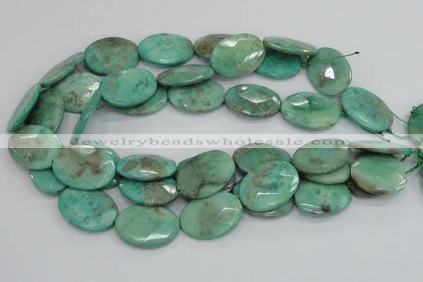 CAB42 15.5 inches 22*30mm faceted oval green grass agate beads