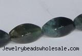 CAB422 15.5 inches 10*20mm twisted rice moss agate gemstone beads