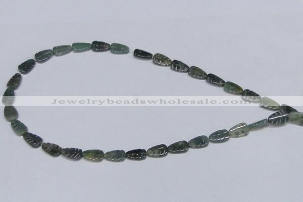 CAB428 15.5 inches 8*12mm leaf-shaped moss agate gemstone beads