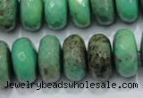 CAB45 15.5 inches 10*18mm faceted rondelle green grass agate beads