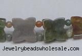 CAB470 15.5 inches flower & round double-drilled indian agate beads