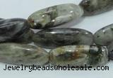 CAB566 15.5 inches 10*30mm rice silver needle agate gemstone beads