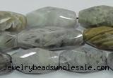 CAB567 15.5 inches 15*28mm faceted rice silver needle agate beads