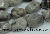 CAB568 15.5 inches 15*20mm nuggets silver needle agate gemstone beads