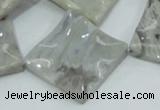 CAB584 15.5 inches 30*30mm wavy diamond silver needle agate beads