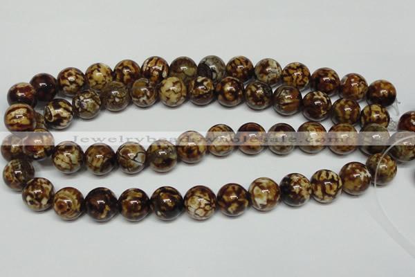 CAB612 15.5 inches 14mm round leopard skin agate beads wholesale