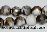 CAB620 15.5 inches 12mm faceted round leopard skin agate beads wholesale