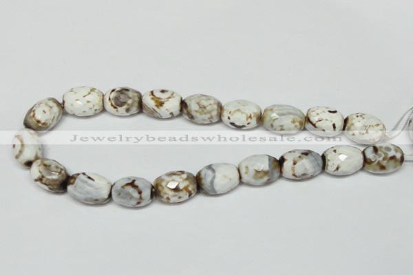 CAB624 15.5 inches 14*20mm faceted egg-shaped leopard skin agate beads