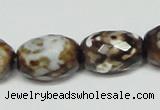 CAB625 15.5 inches 14*20mm faceted egg-shaped leopard skin agate beads