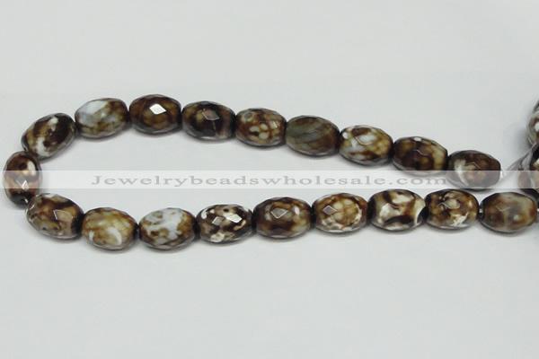 CAB625 15.5 inches 14*20mm faceted egg-shaped leopard skin agate beads