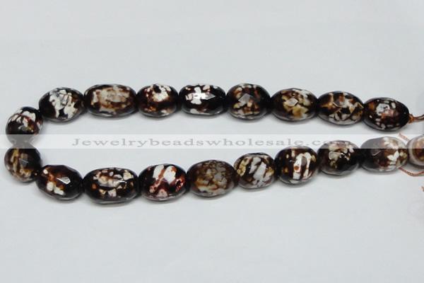 CAB626 15.5 inches 16*22mm faceted egg-shaped leopard skin agate beads