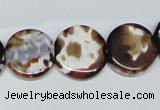 CAB627 15.5 inches 15mm flat round leopard skin agate beads wholesale