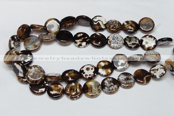 CAB628 15.5 inches 20mm flat round leopard skin agate beads wholesale