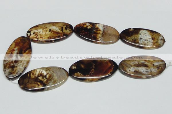 CAB632 15.5 inches 25*50mm oval leopard skin agate beads wholesale