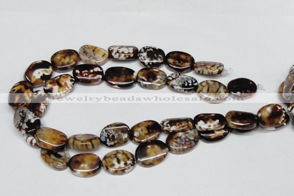 CAB633 15.5 inches 15*20mm twisted oval leopard skin agate beads