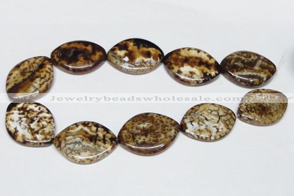 CAB638 15.5 inches 30*40mm marquise leopard skin agate beads