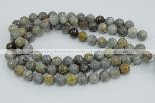 CAB69 15.5 inches 14mm round silver needle agate gemstone beads