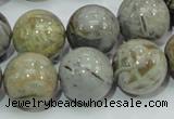 CAB70 15.5 inches 16mm round silver needle agate gemstone beads