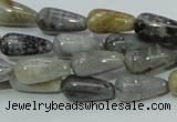 CAB72 15.5 inches 8*16mm teardrop silver needle agate gemstone beads