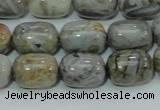 CAB73 15.5 inches 12*16mm egg-shaped silver needle agate beads