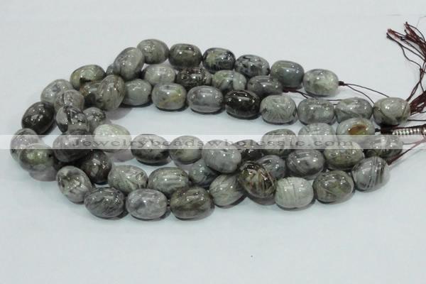 CAB74 15.5 inches 15*20mm egg-shaped silver needle agate beads