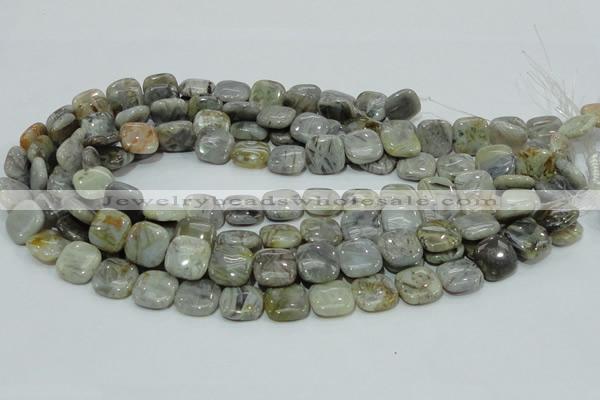 CAB78 15.5 inches 15*15mm square silver needle agate gemstone beads