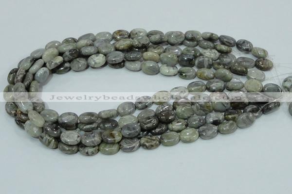 CAB80 15.5 inches 10*14mm oval silver needle agate gemstone beads