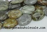 CAB81 15.5 inches 12*16mm oval silver needle agate gemstone beads