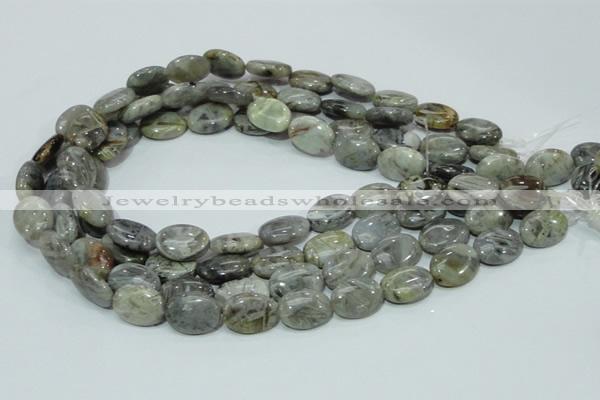 CAB82 15.5 inches 13*18mm oval silver needle agate gemstone beads