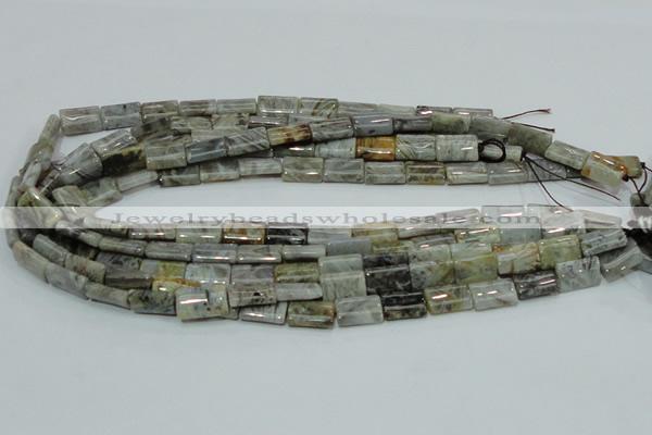 CAB85 15.5 inches 10*15mm rectangle silver needle agate gemstone beads