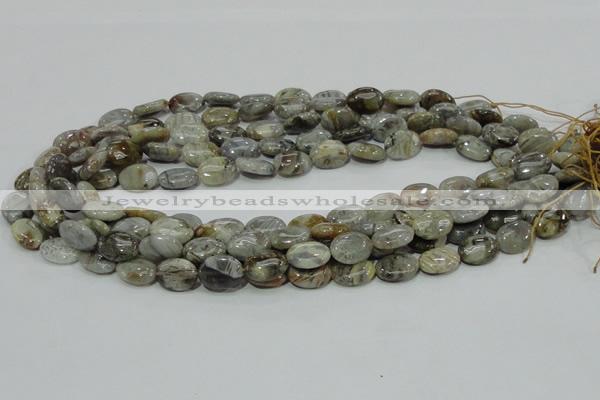 CAB89 15.5 inches 10*14mm oval silver needle agate gemstone beads