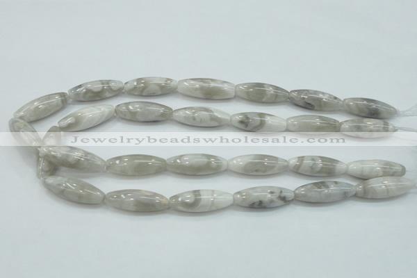 CAB907 15.5 inches 10*30mm rice natural crazy agate beads wholesale