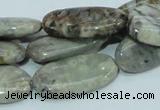 CAB91 15.5 inches 15*30mm oval silver needle agate gemstone beads