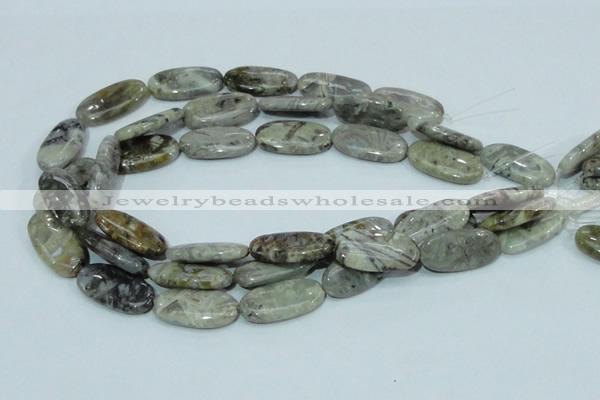 CAB91 15.5 inches 15*30mm oval silver needle agate gemstone beads