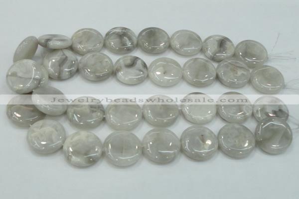 CAB917 15.5 inches 25mm flat round natural crazy agate beads wholesale