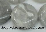 CAB918 15.5 inches 30mm flat round natural crazy agate beads wholesale