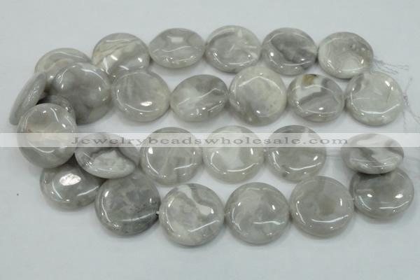 CAB918 15.5 inches 30mm flat round natural crazy agate beads wholesale