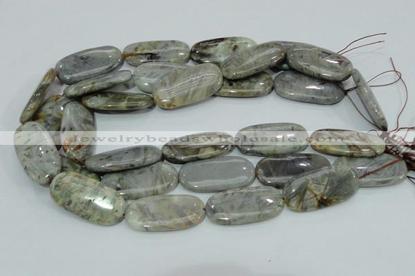 CAB92 15.5 inches 20*40mm oval silver needle agate gemstone beads