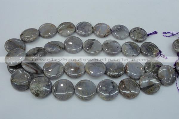 CAB926 15.5 inches 25mm coin natural purple agate beads wholesale