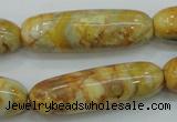 CAB939 15.5 inches 13*40mm rice yellow crazy lace agate beads wholesale