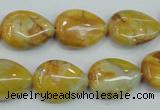 CAB940 15.5 inches 13*18mm flat teardrop yellow crazy lace agate beads