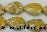 CAB941 15.5 inches 18*25mm flat teardrop yellow crazy lace agate beads