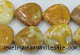 CAB942 15.5 inches 20*20mm heart yellow crazy lace agate beads