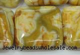 CAB948 15.5 inches 30*30mm square yellow crazy lace agate beads