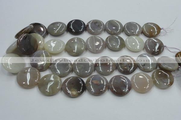 CAB956 15.5 inches 25mm flat round ocean agate gemstone beads