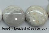 CAB964 15.5 inches 25mm flat round ocean agate gemstone beads