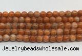 CABS06 15 inches 6mm round orange calcite gemstone beads wholesale