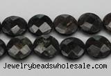 CAE115 15.5 inches 12mm faceted coin astrophyllite beads wholesale