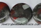 CAF05 15.5 inches 30mm flat round African bloodstone beads